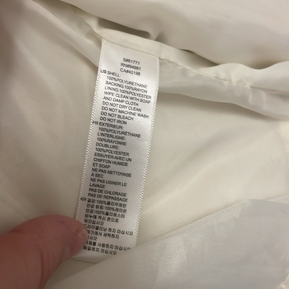 Cream Faux Leather Jacket with Side Zipper - Picture 4 of 9